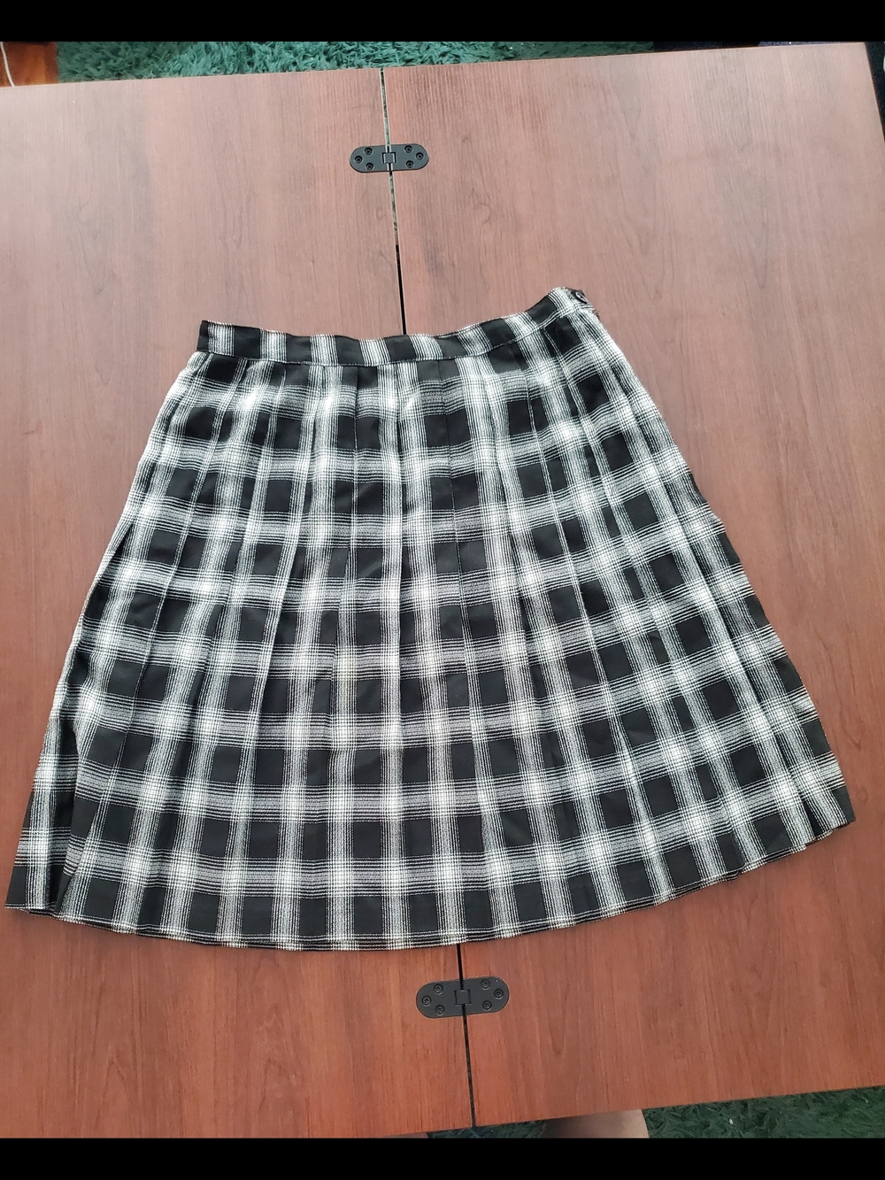 Black and White Plaid A-Line Skirt - Classic Check